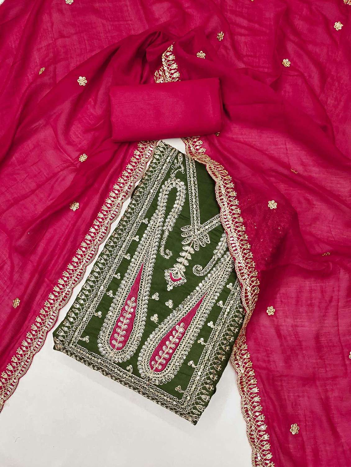 women solid with work embroidered unstitched suit set - 21987970 -  Standard Image - 1