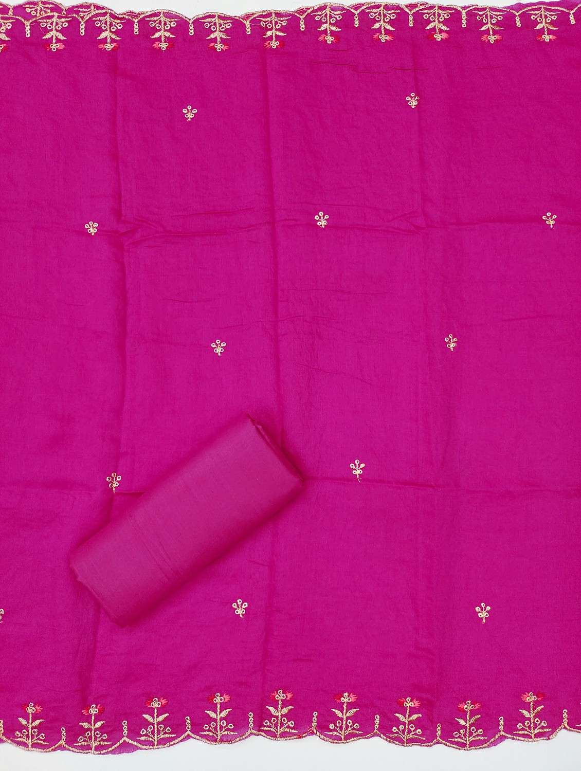 women solid with work embroidered unstitched suit set - 21987980 -  Standard Image - 4