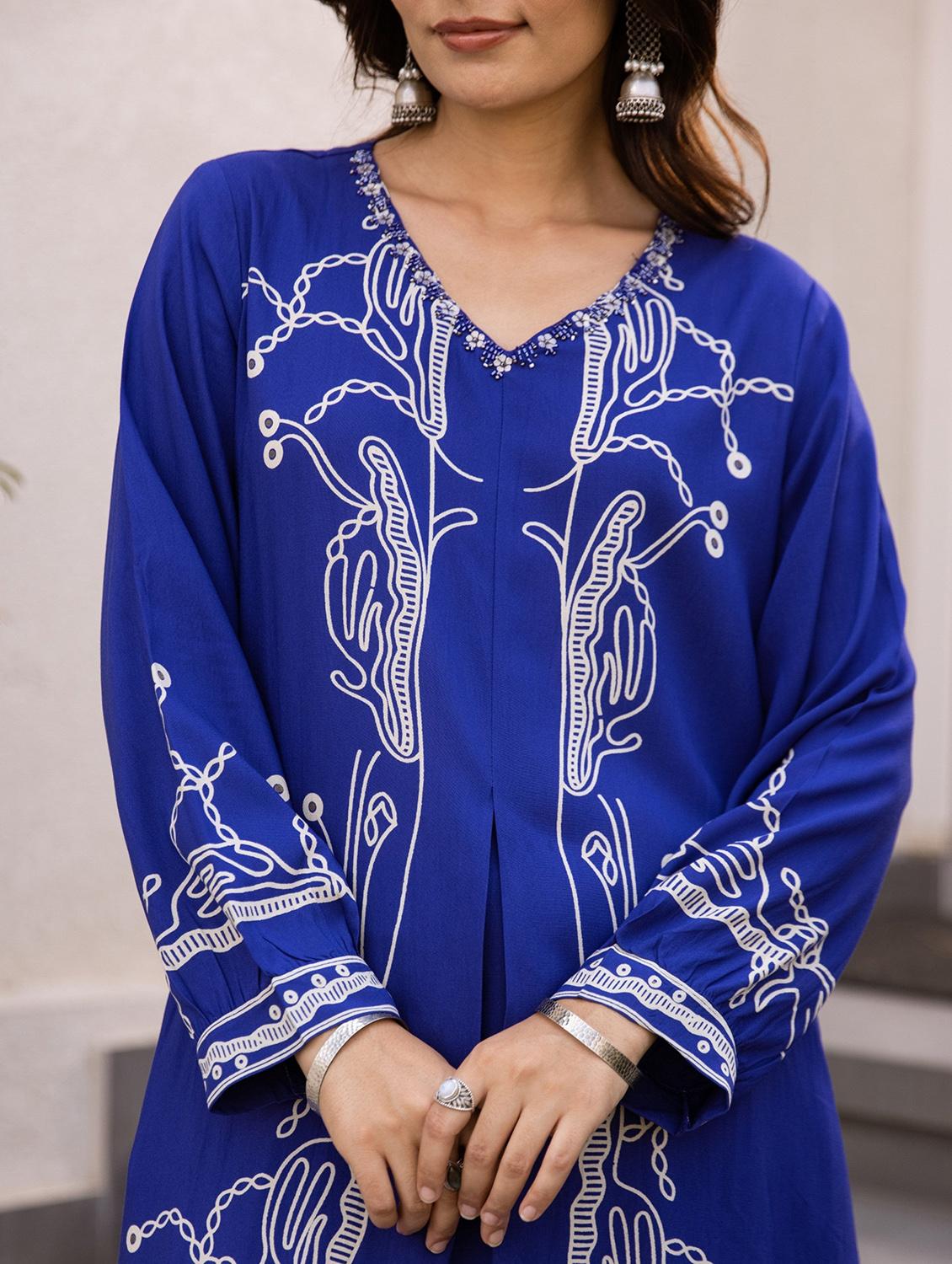 women printed long sleeve kurta palazzo set - 21988076 - Standard Image - 4