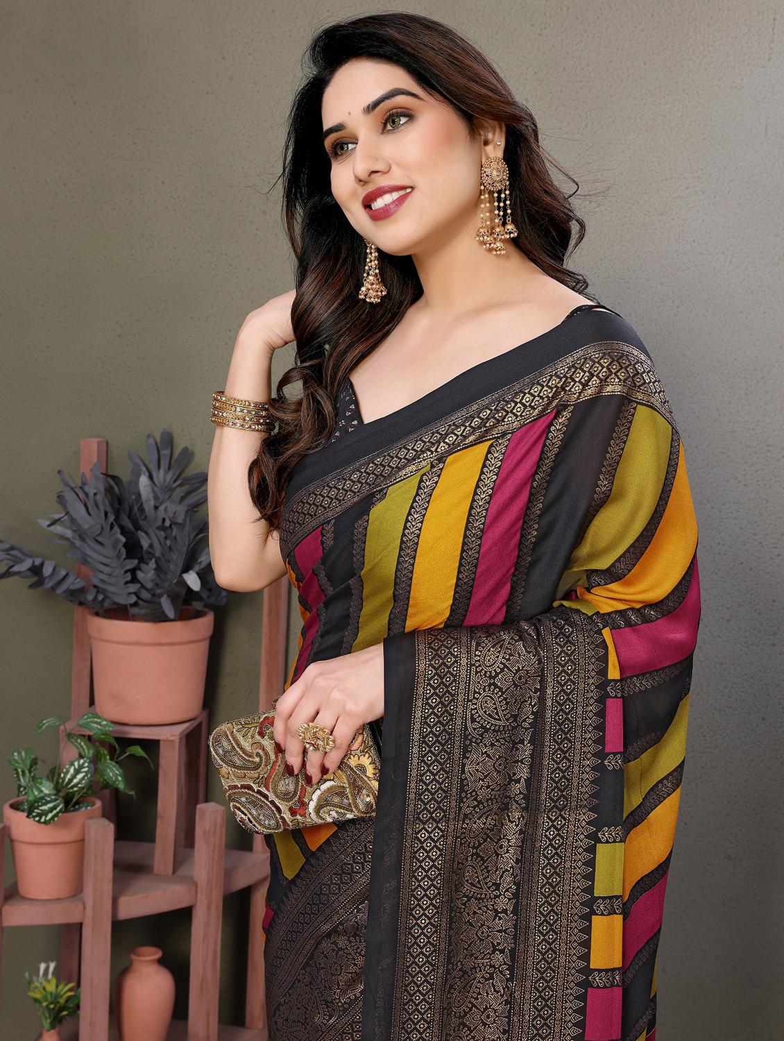 women printed casual wear saree with blouse - 21988112 - Standard Image - 4