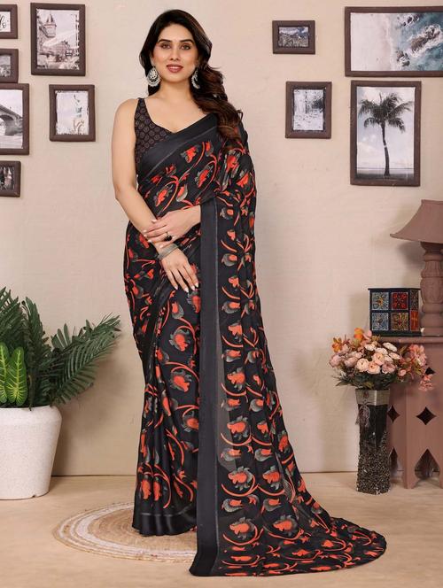women printed casual wear saree with blouse - 21988139 - Standard Image - 0
