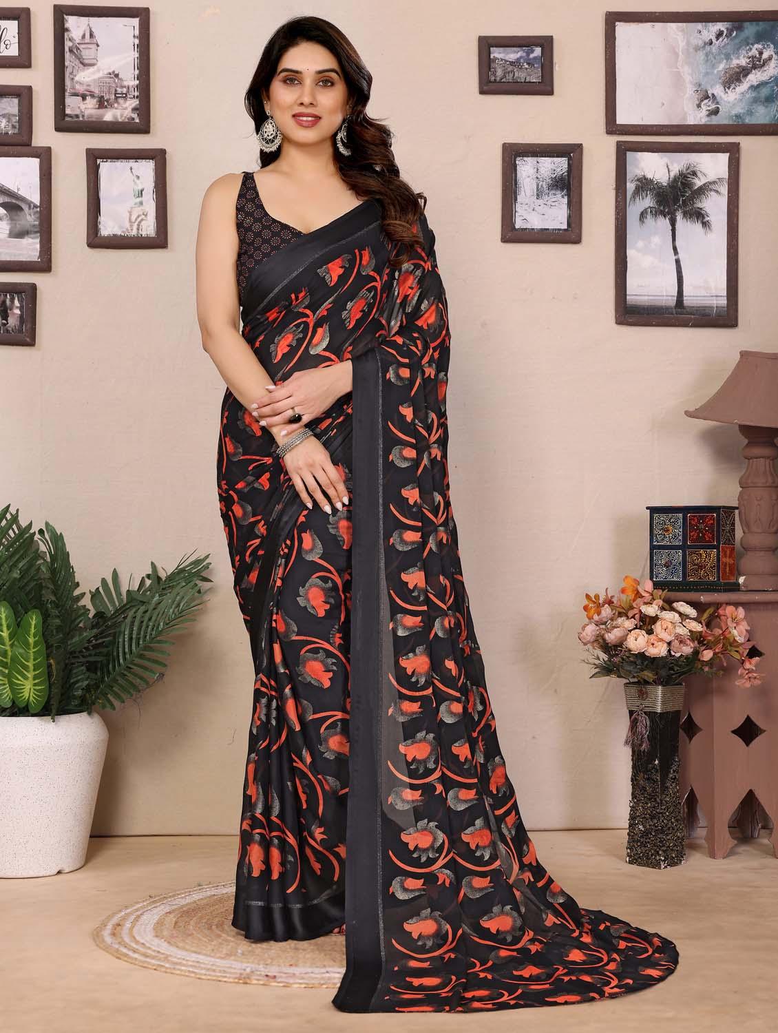 women printed casual wear saree with blouse - 21988139 - Zoom Image - 0