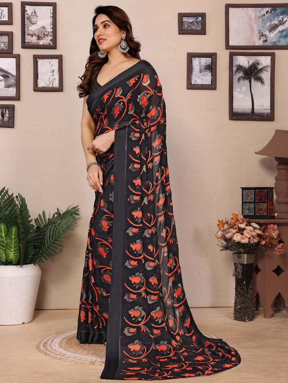women printed casual wear saree with blouse - 21988139 - Standard Image - 1