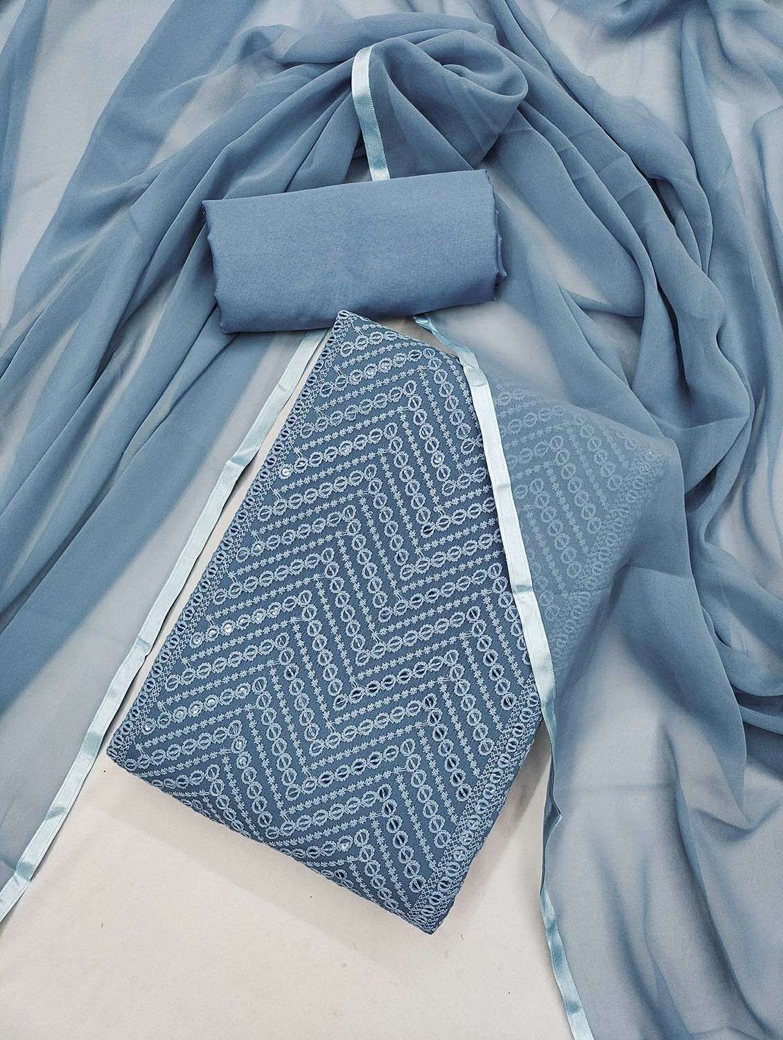 women solid with work embroidered unstitched suit set - 21988149 -  Standard Image - 1