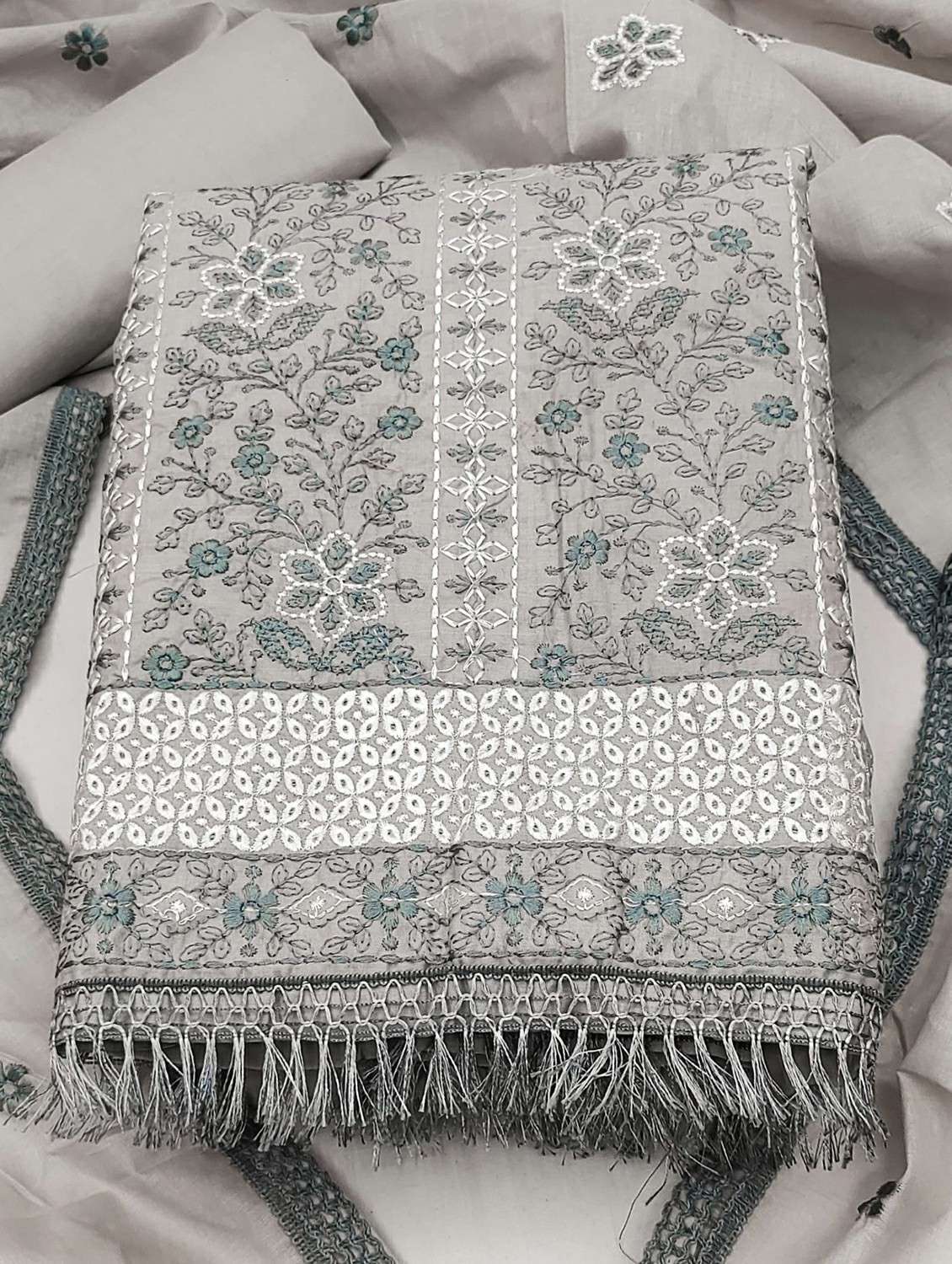 women solid with work embroidered unstitched suit set - 21988159 -  Standard Image - 1