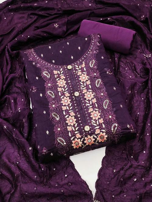 women self design embroidered unstitched suit set - 21988167 - Standard Image - 0