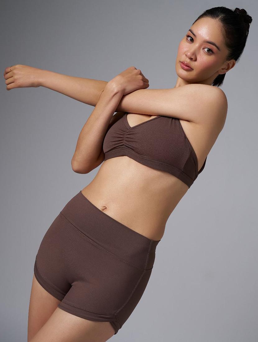 women brown solid active wear set - 21988228 - Standard Image - 1