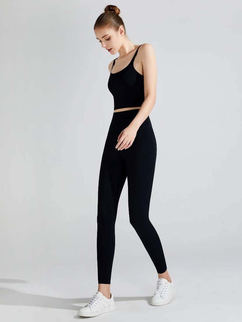 women black solid active wear set - 21988232 -  Standard Image - 4