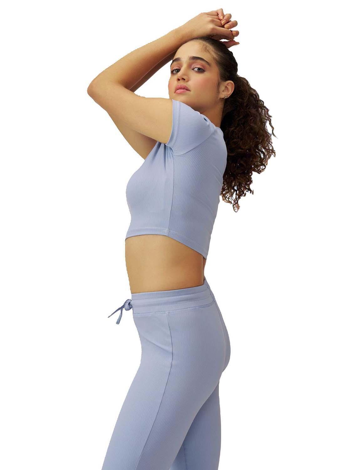 women blue soldi short sleeve crop top - 21988238 -  Standard Image - 1