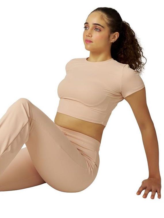 women beige solid short sleeve crop to - 21988243 -  Standard Image - 1