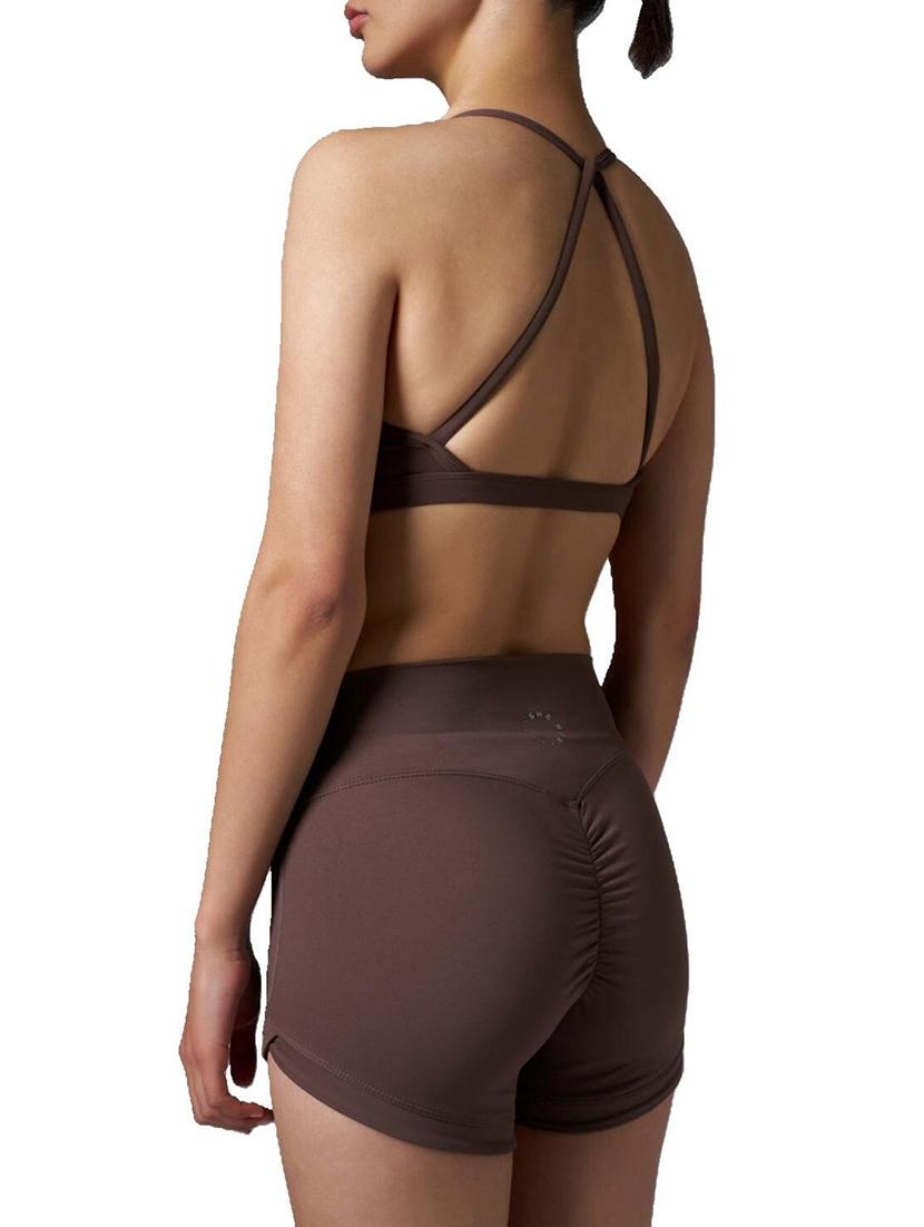 women brown solid halter neck sports bra - 21988251 - Standard Image - 1
