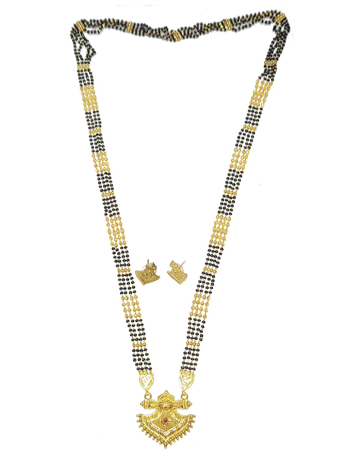 women gold plated mangalsutra set with earrings - 21988255 -  Standard Image - 1