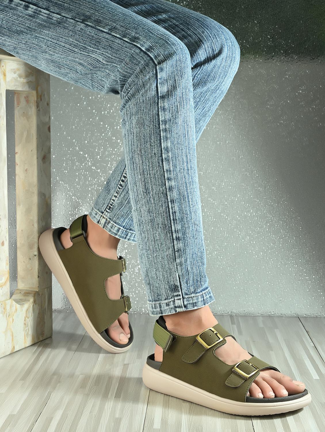 men olive back strap sandal - 21988262 -  Standard Image - 1