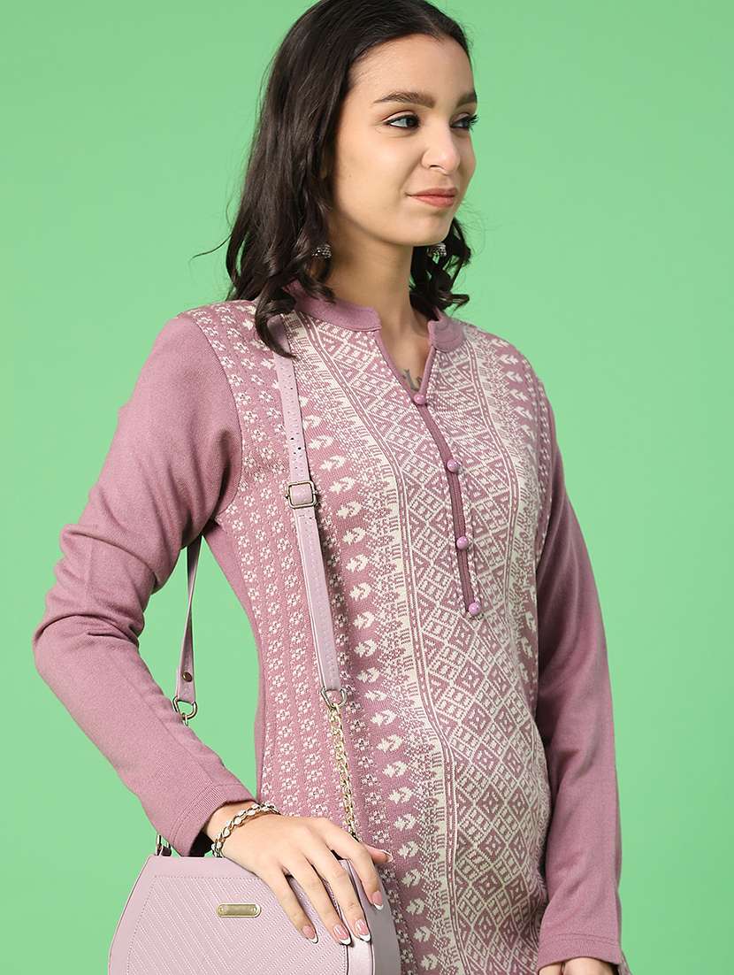 women self designed long sleeve woolen kurta - 21988302 -  Standard Image - 4
