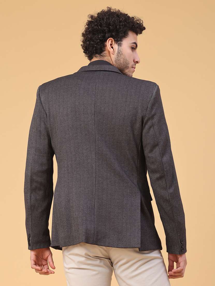 men self design lapel collar single breasted casual blazer - 21988349 -  Standard Image - 4