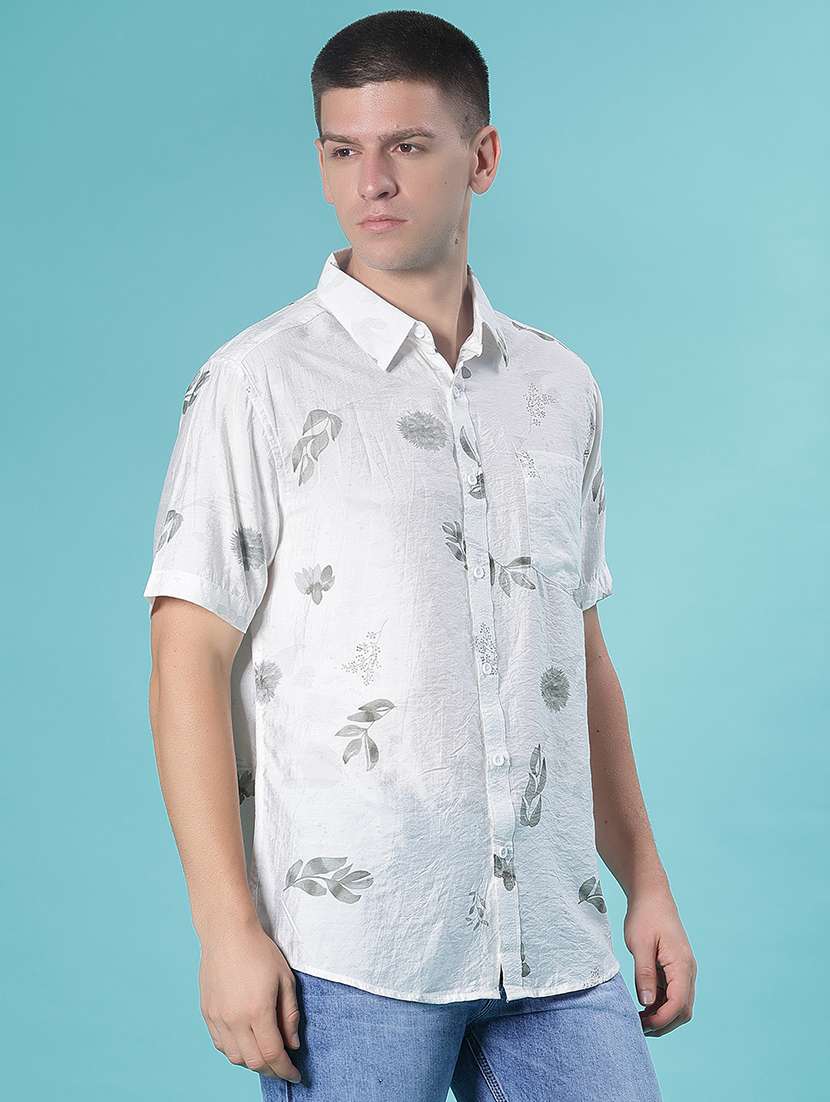 men printed short sleeve regular fit casual shirt - 21988490 -  Standard Image - 1