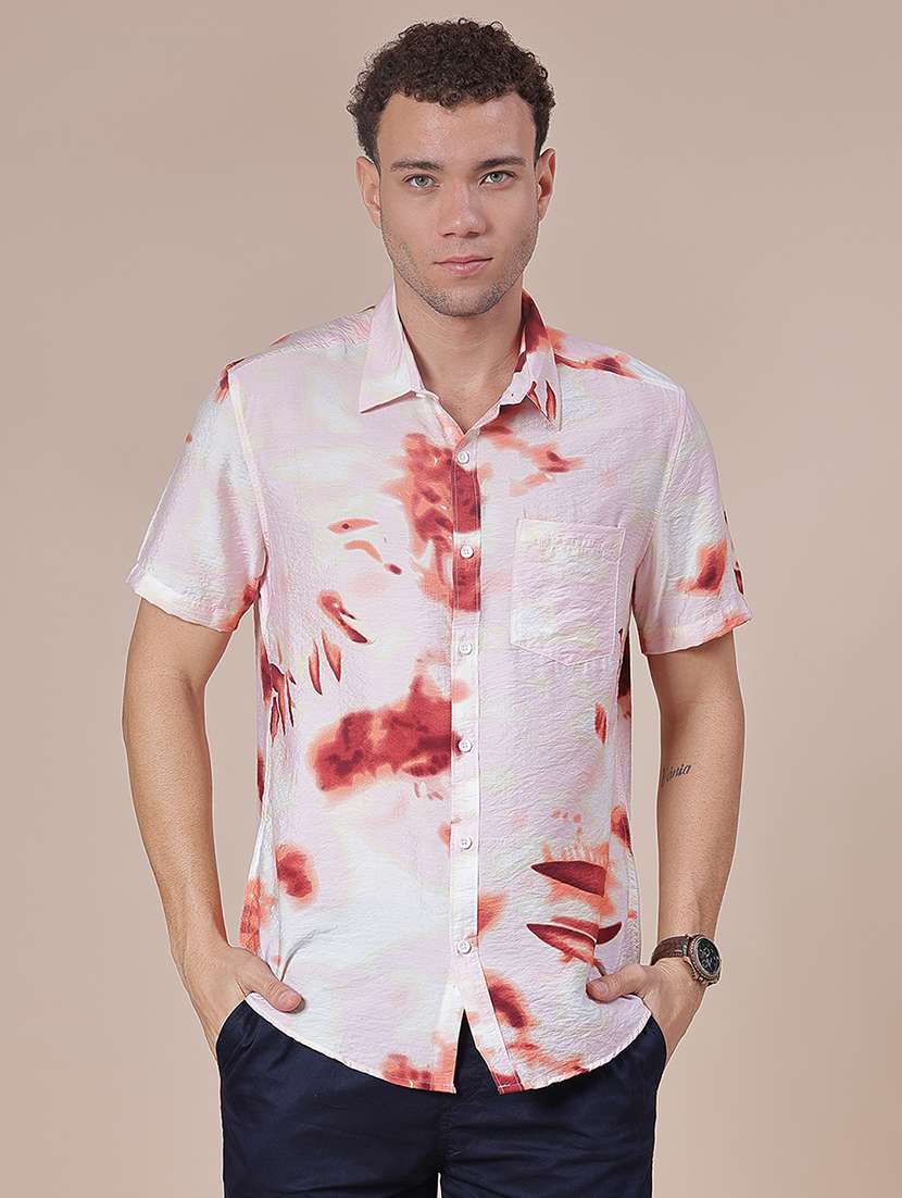 men printed short sleeve regular fit casual shirt - 21988491 -  Standard Image - 1