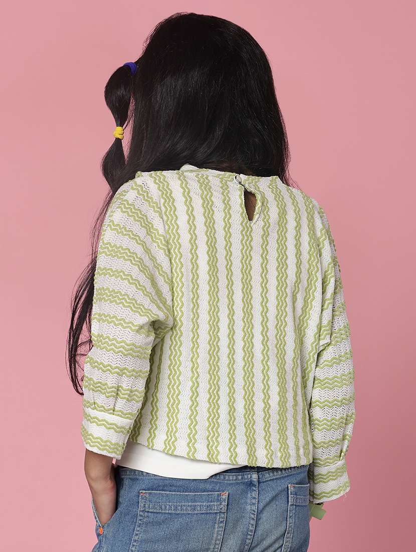 girls striped three quarter sleeve top - 21988497 -  Standard Image - 4