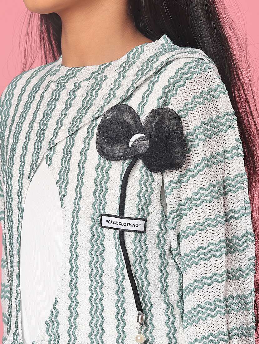 girls striped three quarter sleeve top - 21988500 -  Standard Image - 4