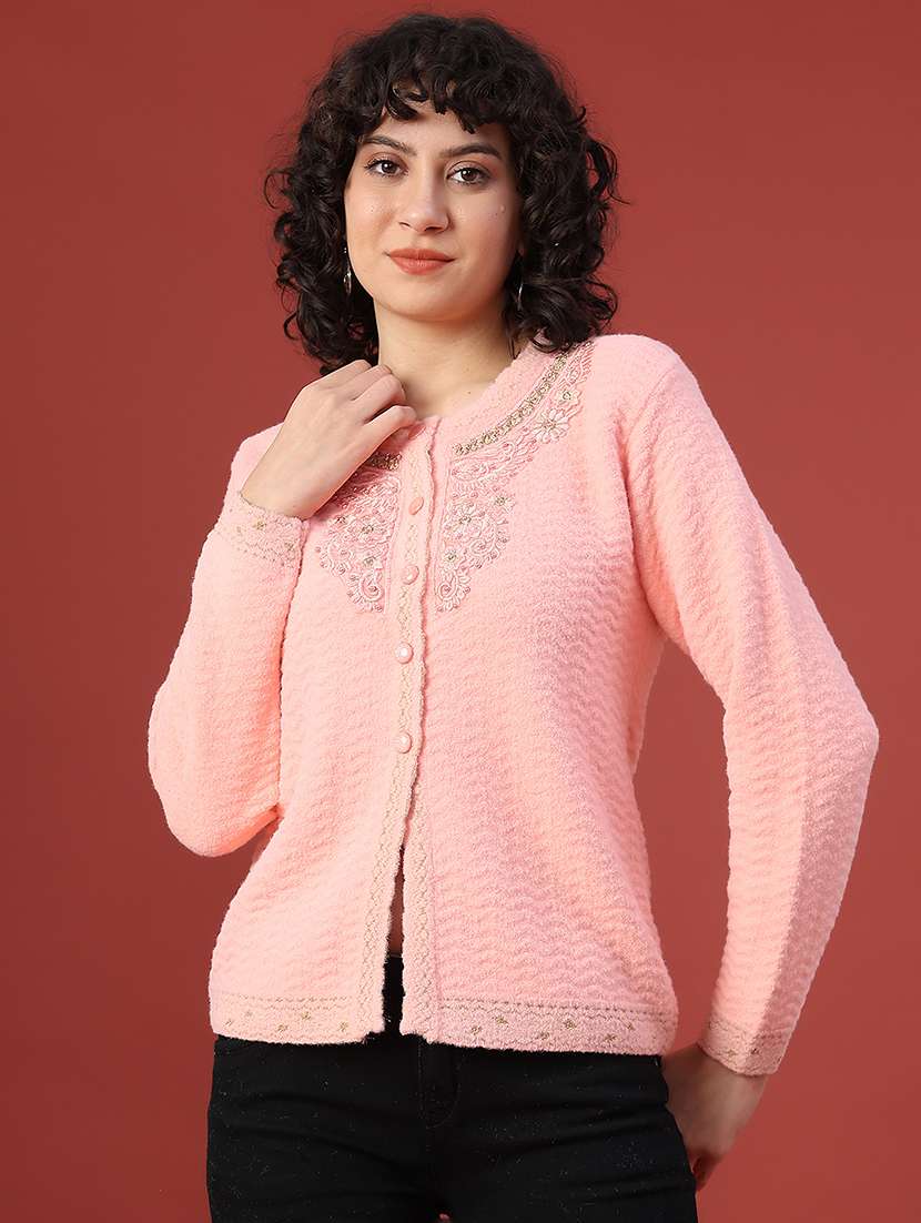 women self design long sleeve cardigan - 21988524 -  Standard Image - 1