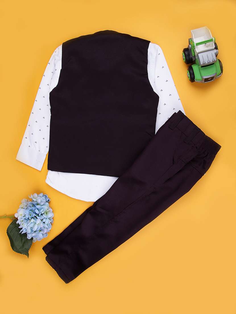 boys self design trouser & shirt with waist coat set - 21988583 -  Standard Image - 1