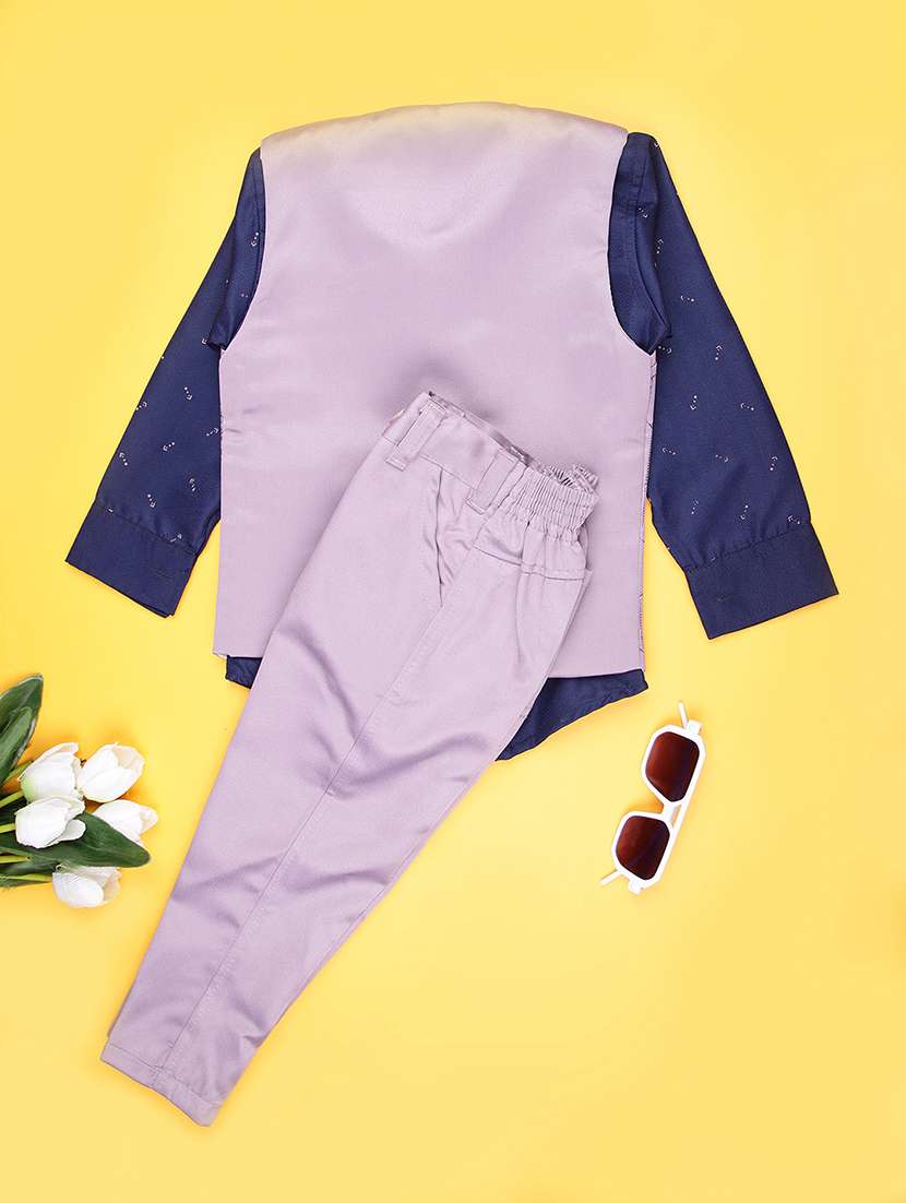 boys self design trouser & shirt with waist coat set - 21988584 -  Standard Image - 1