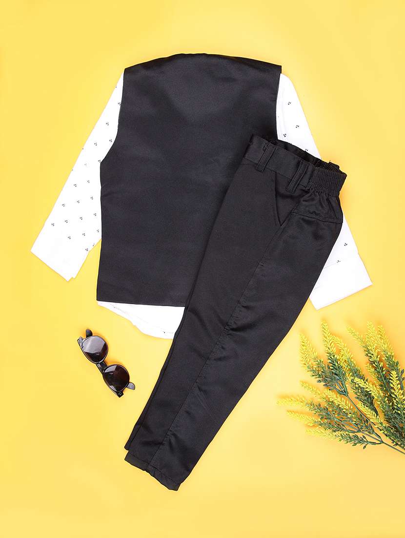 boys self design trouser & shirt with waist coat set - 21988586 -  Standard Image - 1