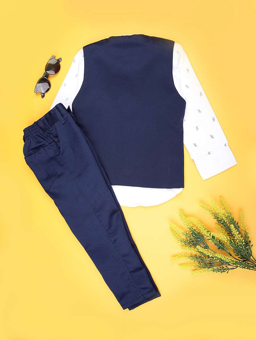boys self design trouser & shirt with waist coat set - 21988589 -  Standard Image - 1