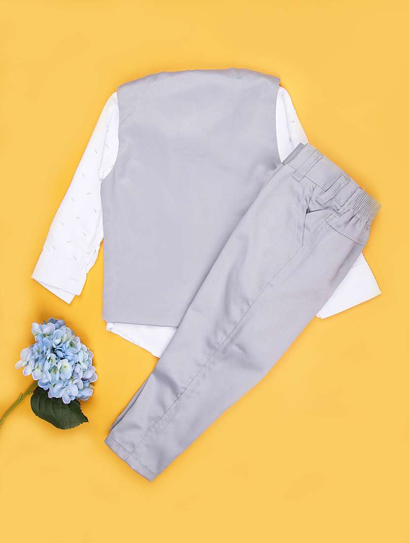 boys self design trouser & shirt with waist coat set - 21988590 -  Standard Image - 1