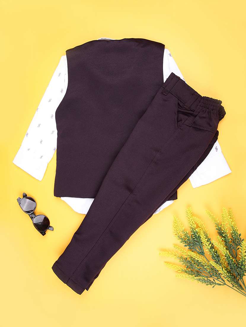boys self design trouser & shirt with waist coat set - 21988591 -  Standard Image - 1