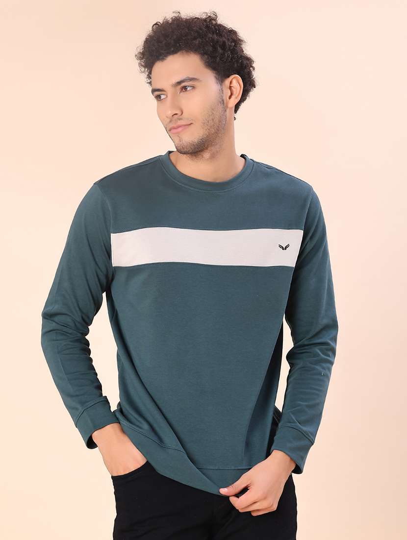 men color block long sleeve regular fit sweatshirt - 21988599 -  Standard Image - 1