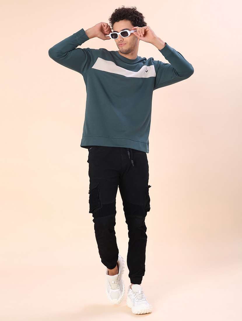men color block long sleeve regular fit sweatshirt - 21988599 -  Standard Image - 4