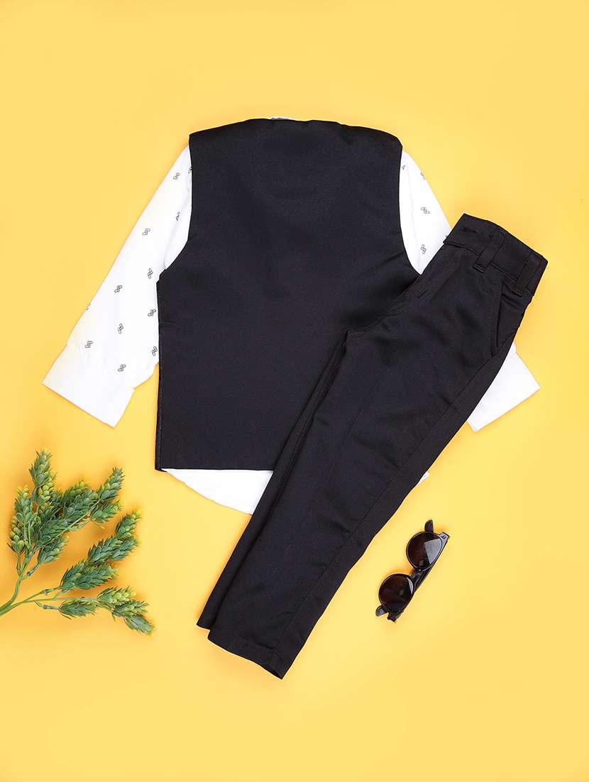 boys self design trouser & shirt with waist coat set - 21988622 -  Standard Image - 1