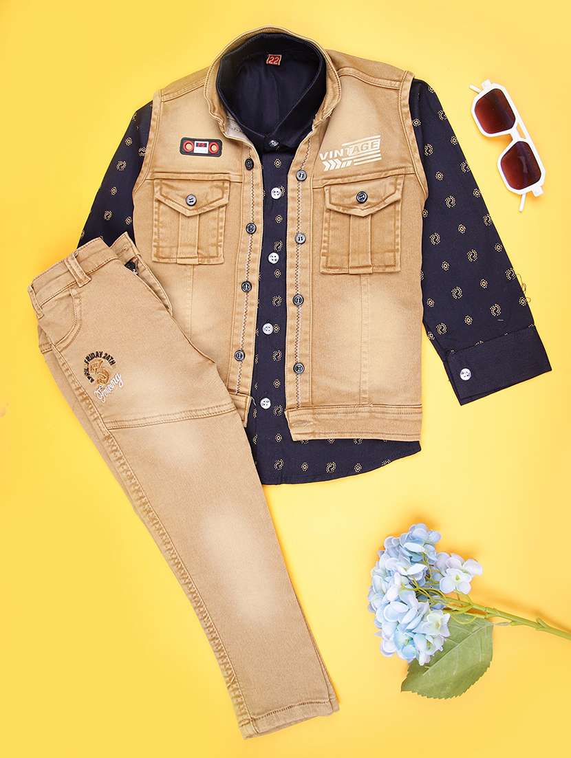 boys printed long sleeve full length set