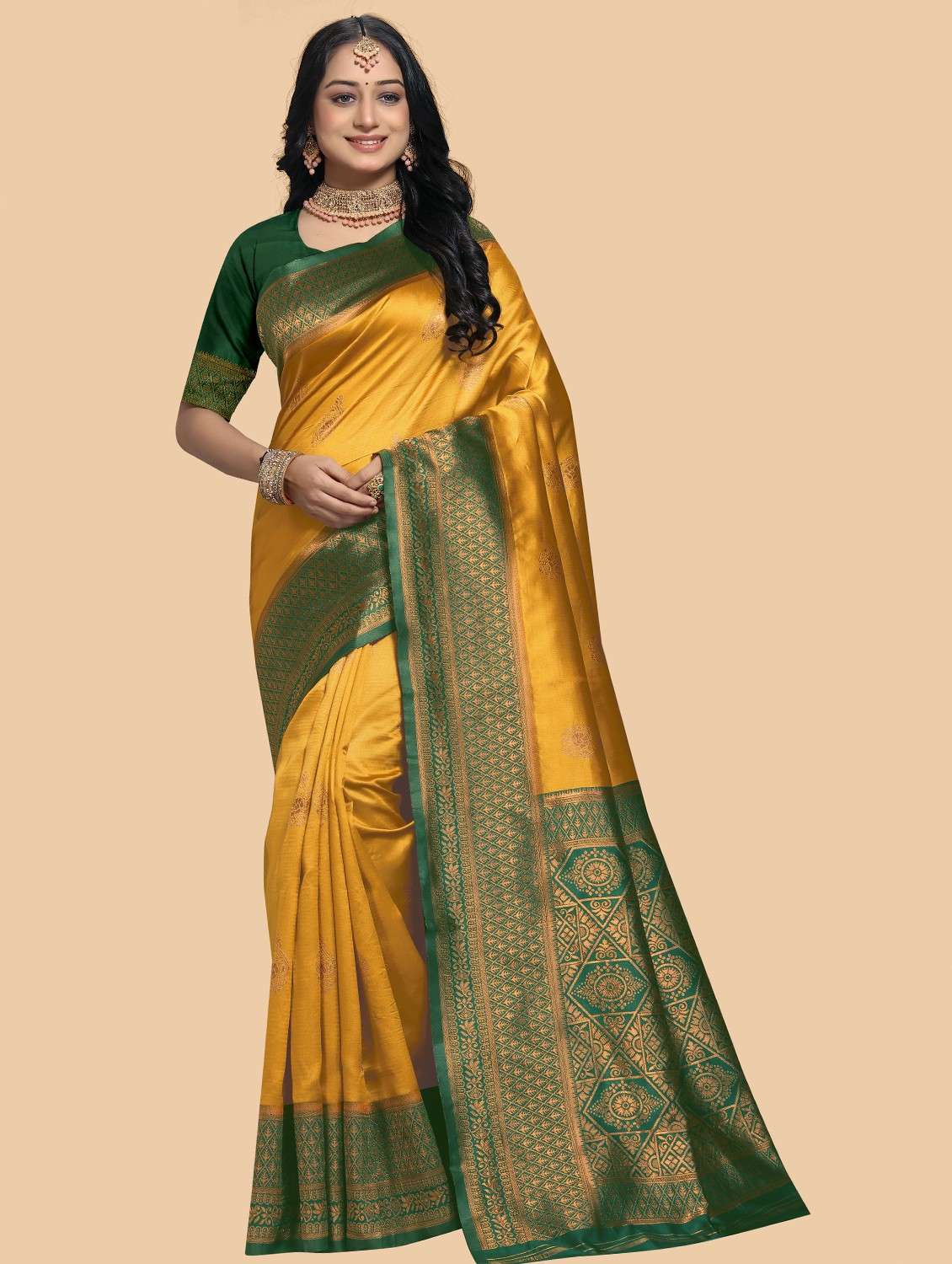 women self design banarasi saree with blouse