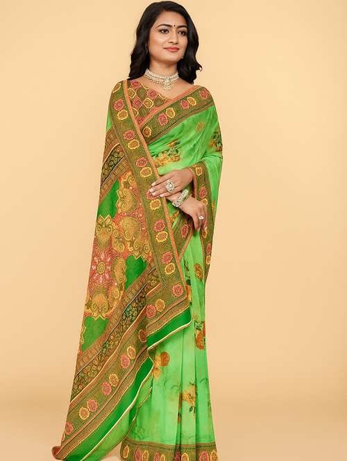 women printed casual wear saree with blouse - 21988722 -  Standard Image - 0
