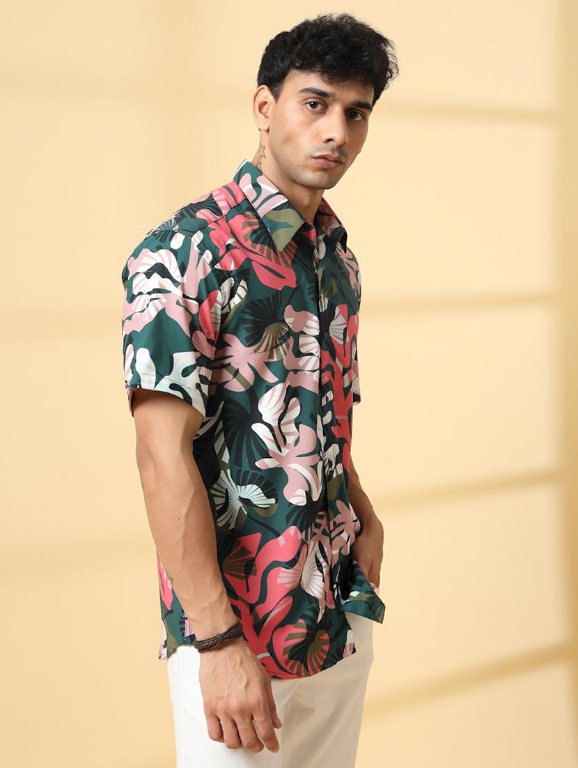 men printed short sleeve regular fit casual shirt - 21988750 - Standard Image - 1
