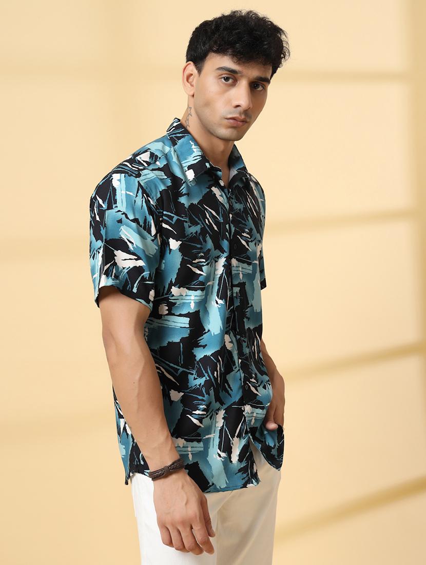 men printed short sleeve regular fit casual shirt - 21988752 -  Standard Image - 1