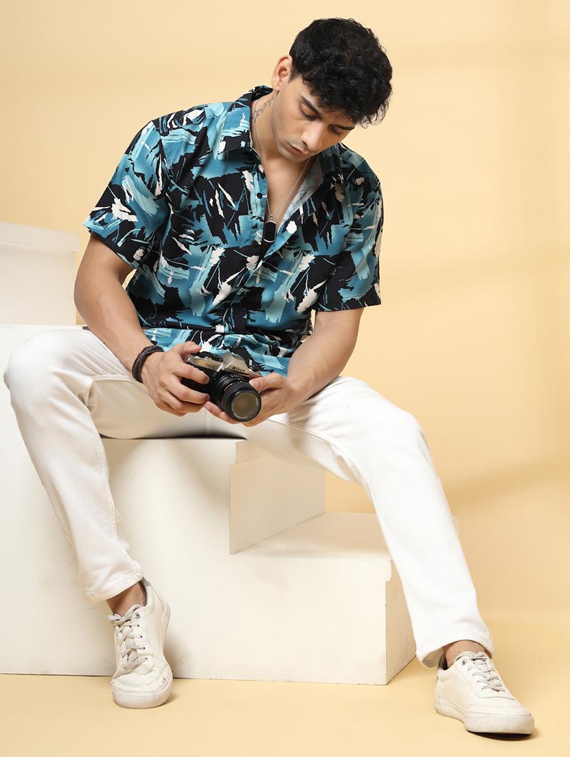 men printed short sleeve regular fit casual shirt - 21988752 - Standard Image - 4