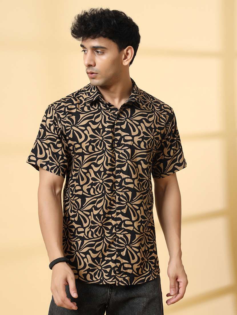 men printed short sleeve regular fit casual shirt - 21988754 -  Standard Image - 1