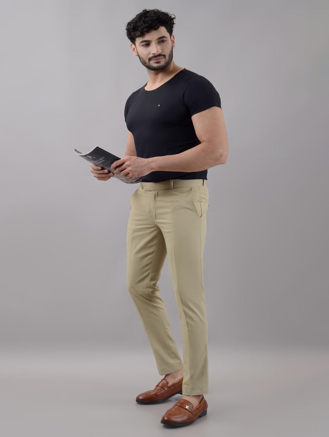 men solid mid rise flat front formal trouser - 21988799 - Standard Image - 4