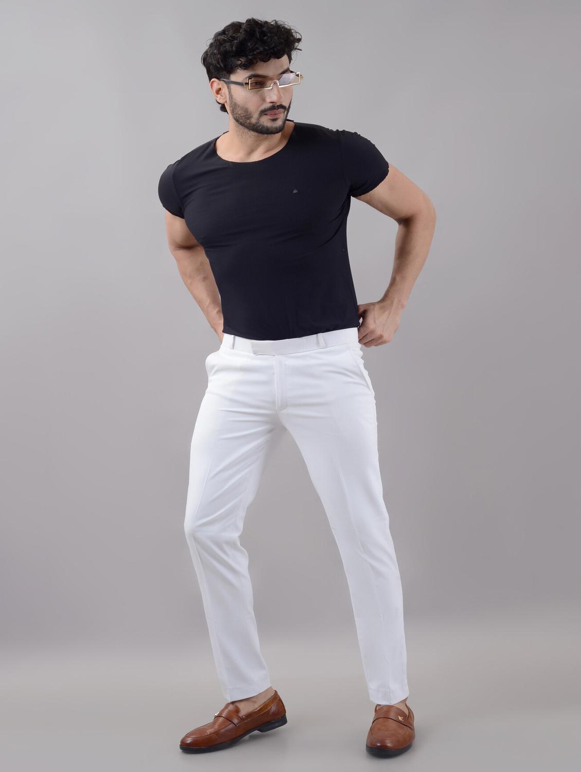 men solid mid rise flat front formal trouser - 21988801 - Standard Image - 4