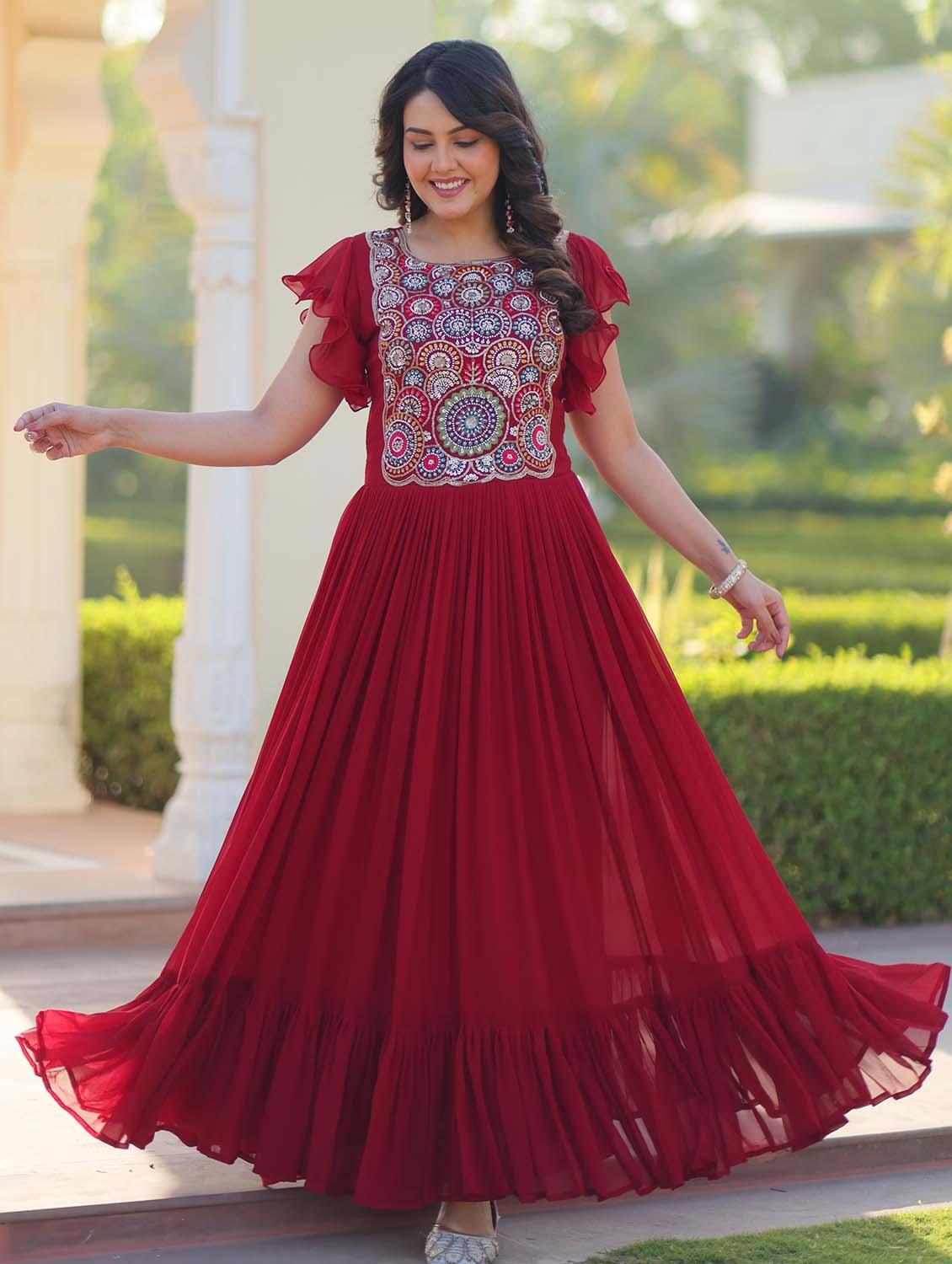 women solid with work round neck tiered dress - 21988802 - Standard Image - 1