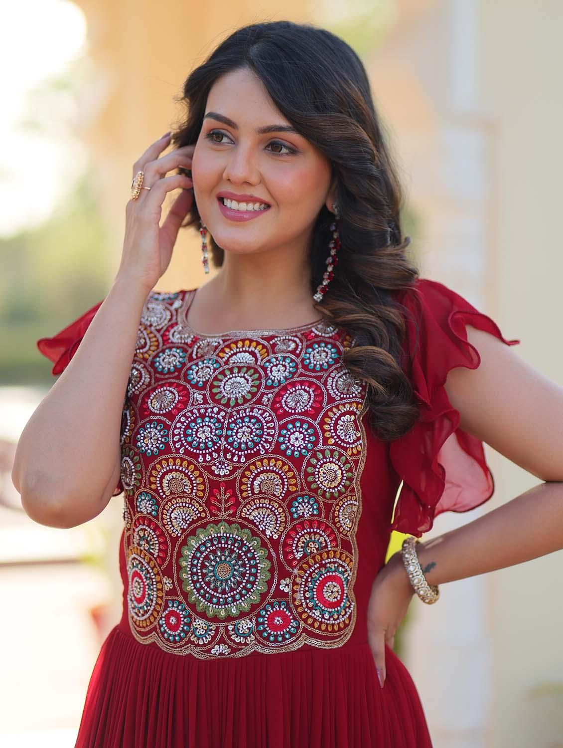 women solid with work round neck tiered dress - 21988802 - Standard Image - 4