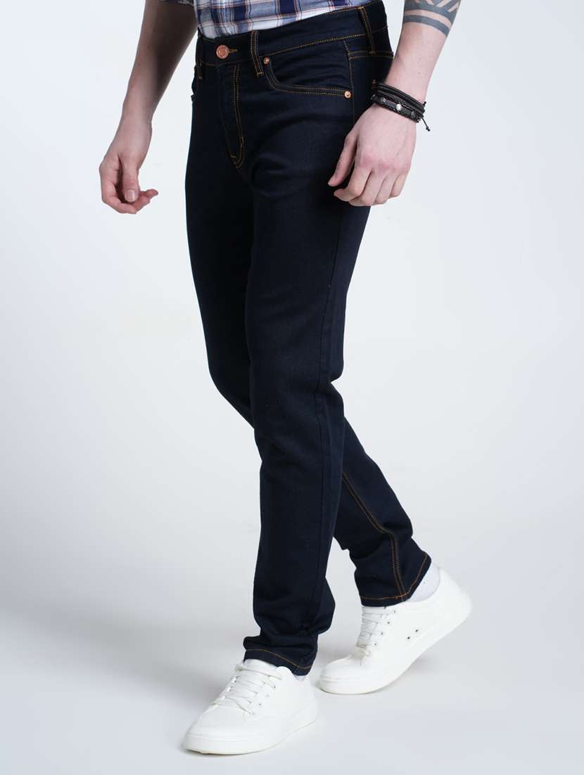 men plain mid rise full length jeans - 21988864 -  Standard Image - 1