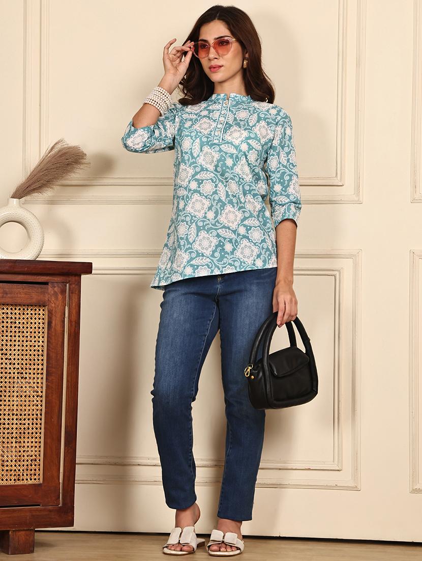 women printed three quarter sleeve straight kurti - 21988865 - Standard Image - 6