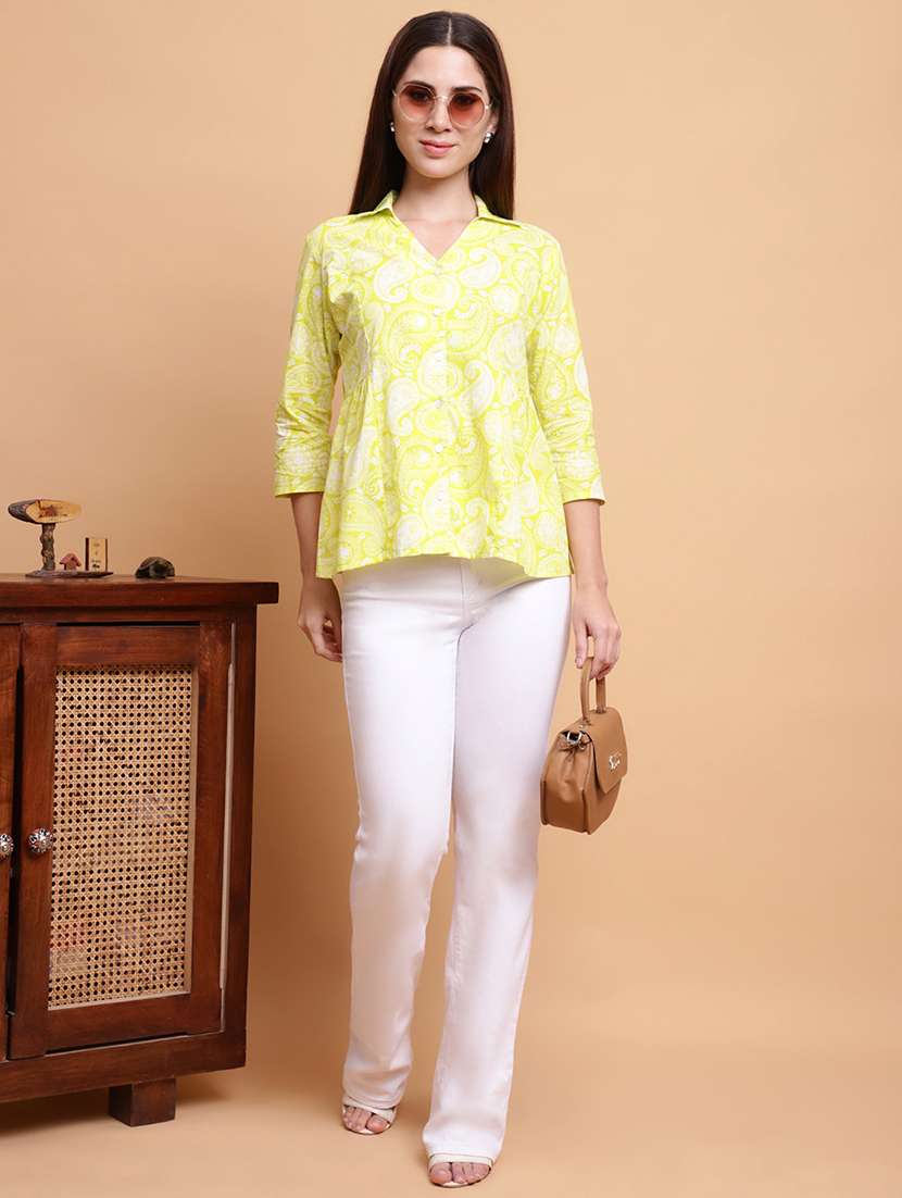 women paisley three quarter sleeve a-line ethnic top - 21988869 - Standard Image - 6