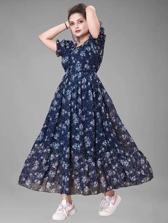 women floral print puff sleeve tiered maxi dress - 21988871 -  Standard Image - 1