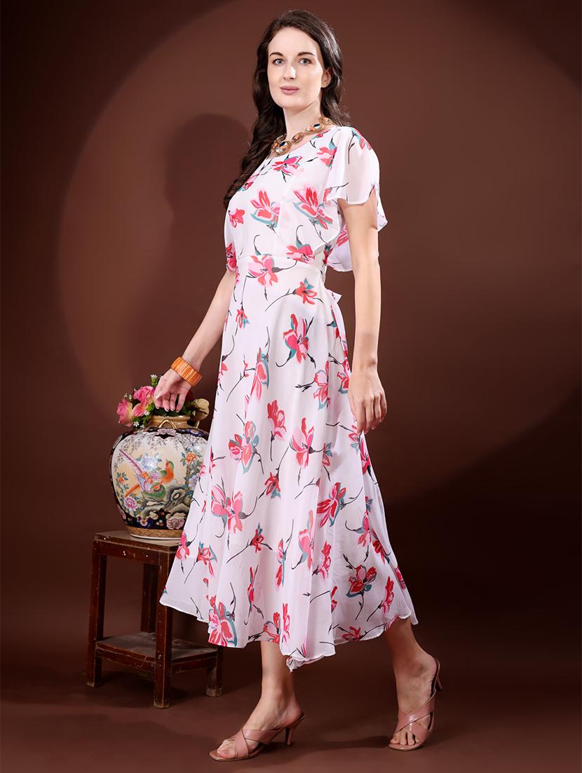 women floral print flared sleeve fit & flare dress - 21988877 - Standard Image - 1