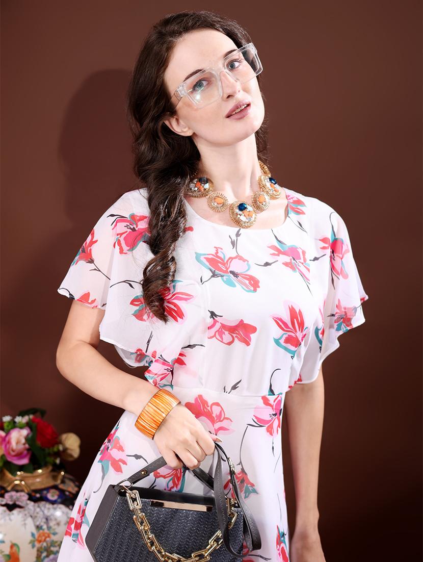 women floral print flared sleeve fit & flare dress - 21988877 - Standard Image - 4